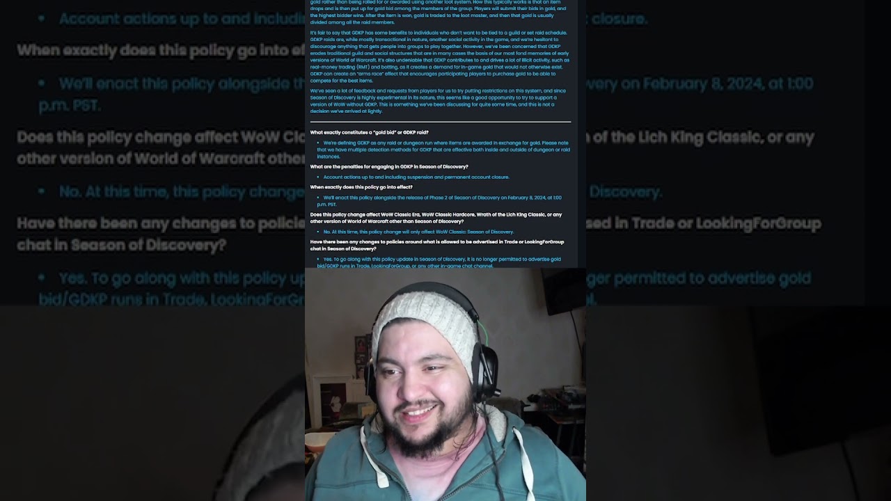 GDKP RUNS BANNED PHASE 2 - NEW BLUE POST