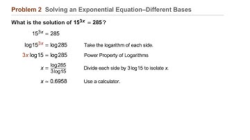 Algebra 2 7-5 Exponential & Logarithmic Eqns: Problem 2 - Solving an Exponential--Different Bases