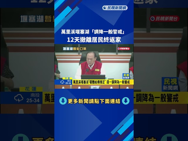 萬里溪堰塞湖"調降一般警戒" 居民撤離12天終返家－民視新聞