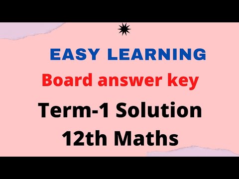 12th Maths CBSE solution | 12th Maths Term 1 Answer key | CBSE Maths ...