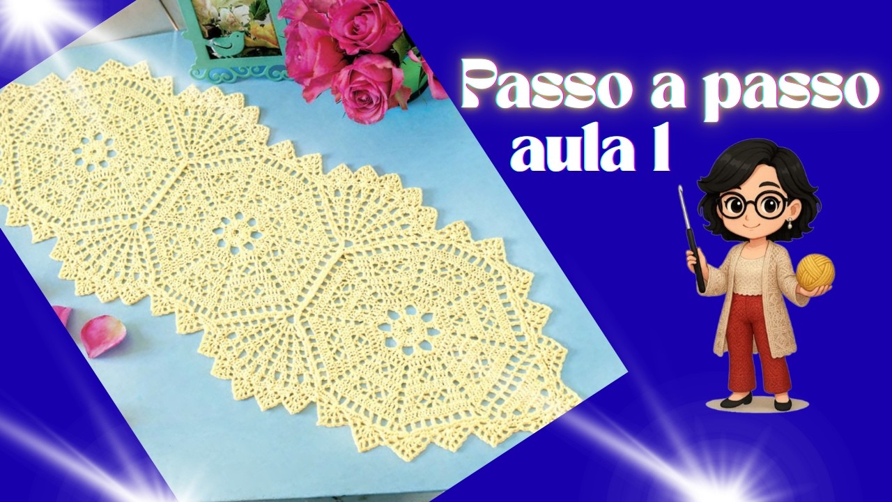 Passo a passo com GRÁFICO completo aula 1#nynacrochepz #artesanato #crochet  #crochecomgrafico