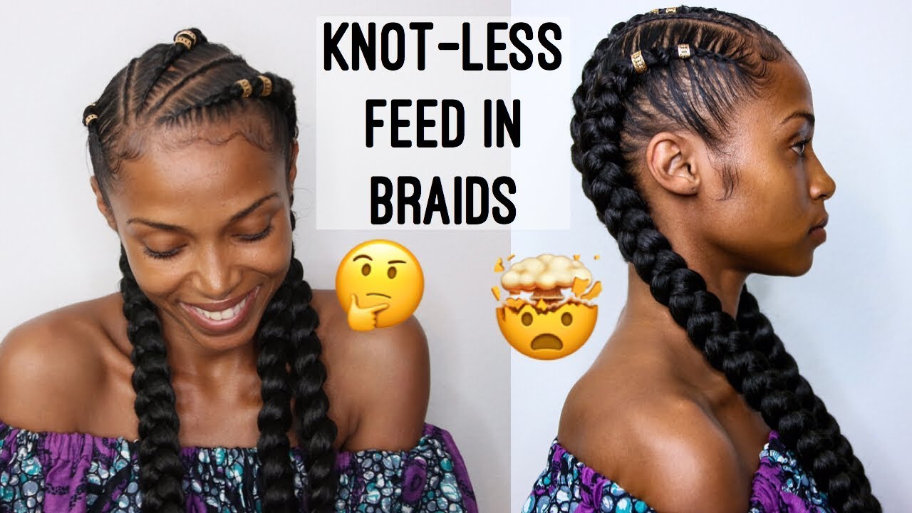 Knotless Feed in Braids - YouTube