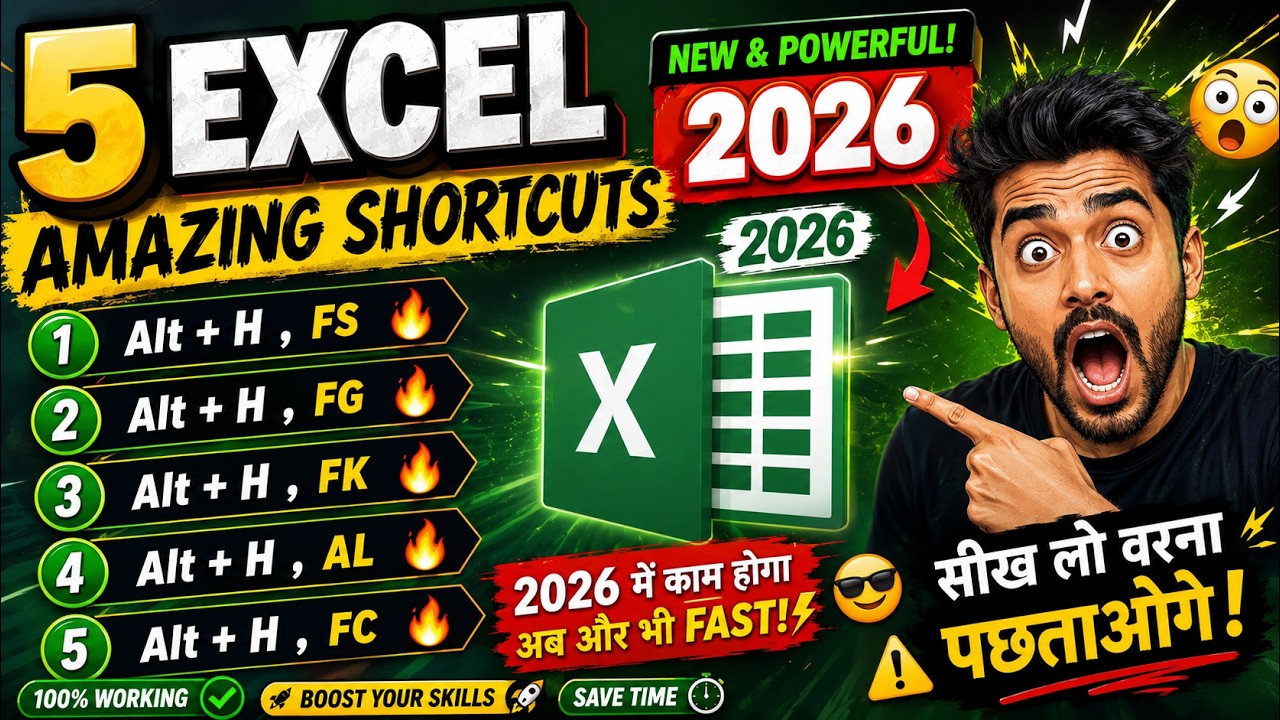 Top 5 Excel Shortcut Keys 2024 | Best Excel Shortcuts in Hindi - YouTube