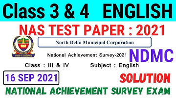 NDMC Class 3 & 4 English NAS Test Paper with solution (16/9/21)