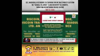 SEC, NAGBABALA PATUNGKOL SA TRENDING ONLINE INVESTMENT PLATFORM NA “SEAGULL ALLIANCE”; ILANG RESIDEN