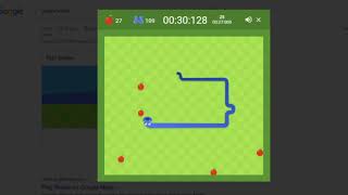Google snake game Twin mode in 1:02.370 (50 apples, 5 apple, standard, large) Former WR