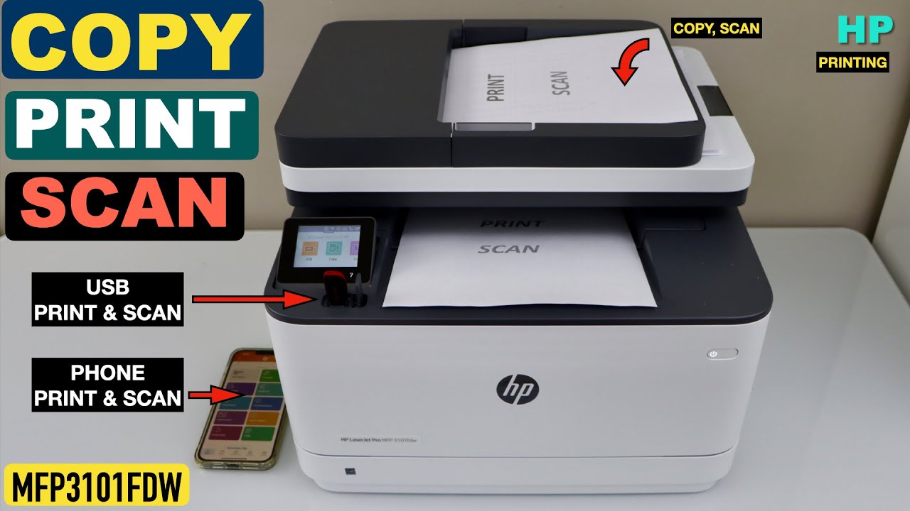 How To Scan, Print & Copy With HP LaserJet Pro MFP-3101fdw All-in-one ...