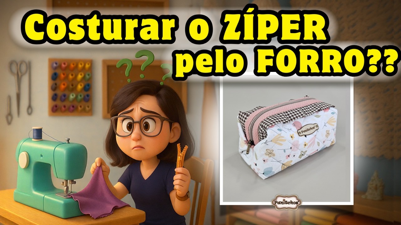 Nécessaire em tecido com BABADO | Técnica diferente para costurar o zíper