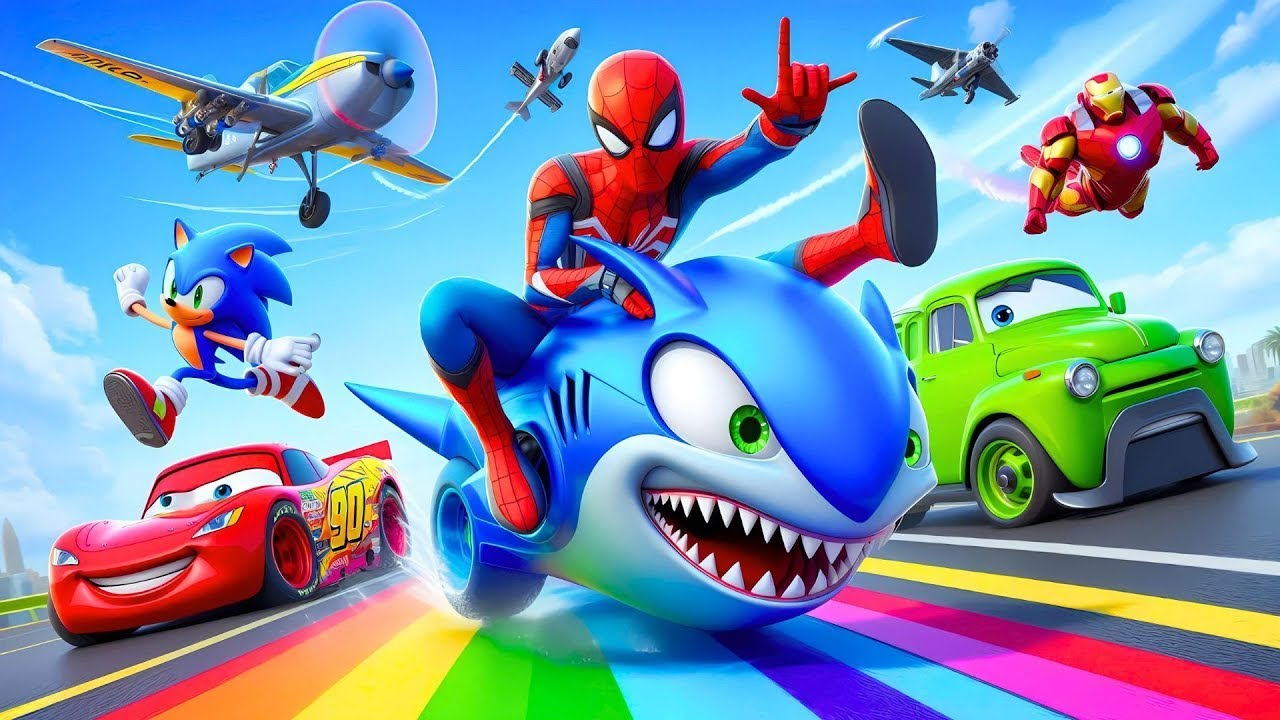 GTA V Superheroes Crazy Race Challenge with Super Cars | GTA 5 Spiderman Car Stunt Race