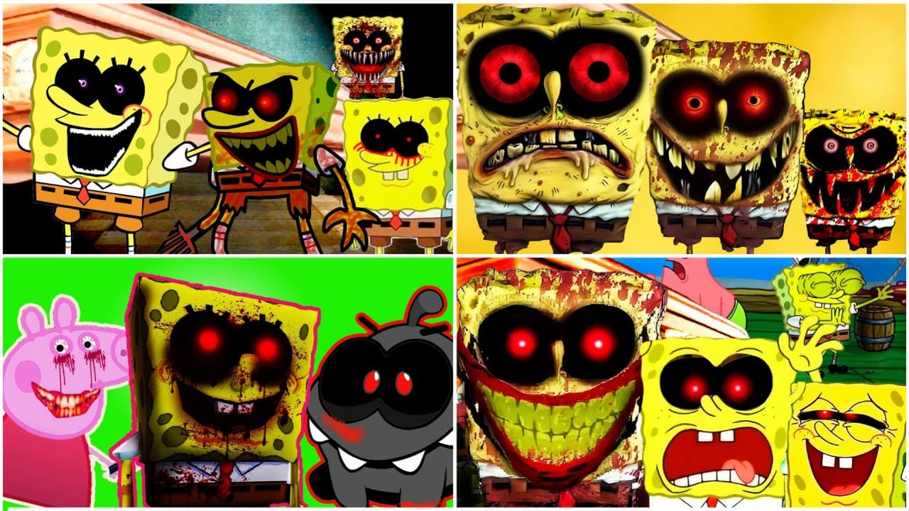 Mr. Krabs (Eugene H. Krabs) vs Sandy Cheeks vs Sheldon J. Plankton vs Karen Tiles hop