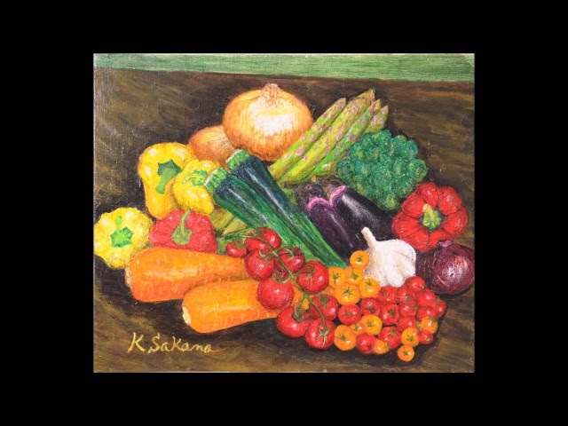 日本画 野菜の絵 坂野和子 絵画作品 「果物・野菜シリーズ」 - YouTube