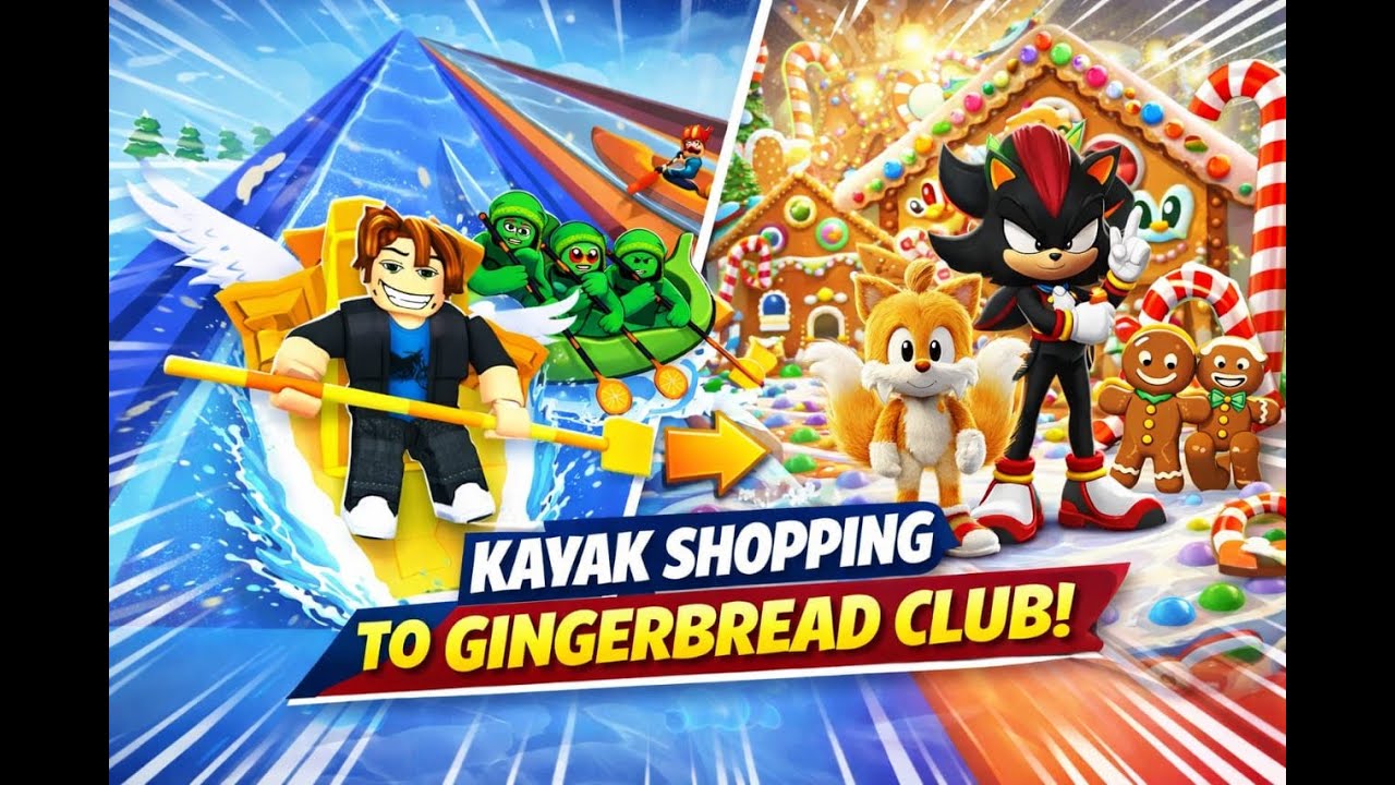 🛶 Kayak Shopping journey to Gingerbread Club 🍪 | Crazy Kayak Racing Journey! Full video