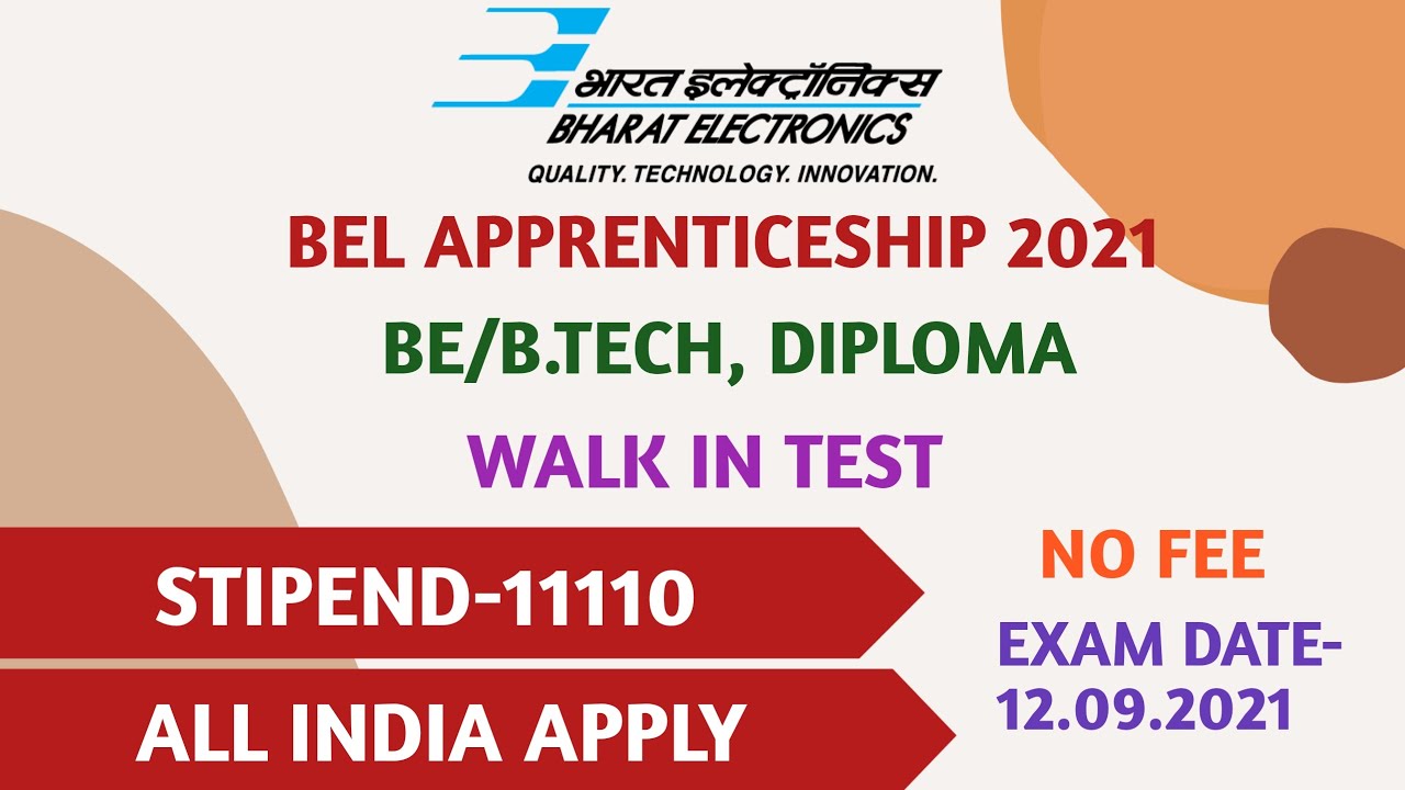 BEL APPRENTICE RECRUITMENT 2021 | B,E/B.TECH | DIPLOMA | BEL APPRENTICE VACANCY 2021