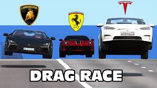 1000HP Tesla Plaid vs Ferrari 812 vs Revuelto RACE screenshot 5