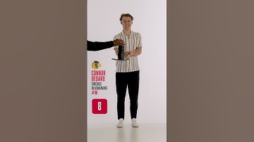 Bedard battles the Puck Stack Challenge 😅