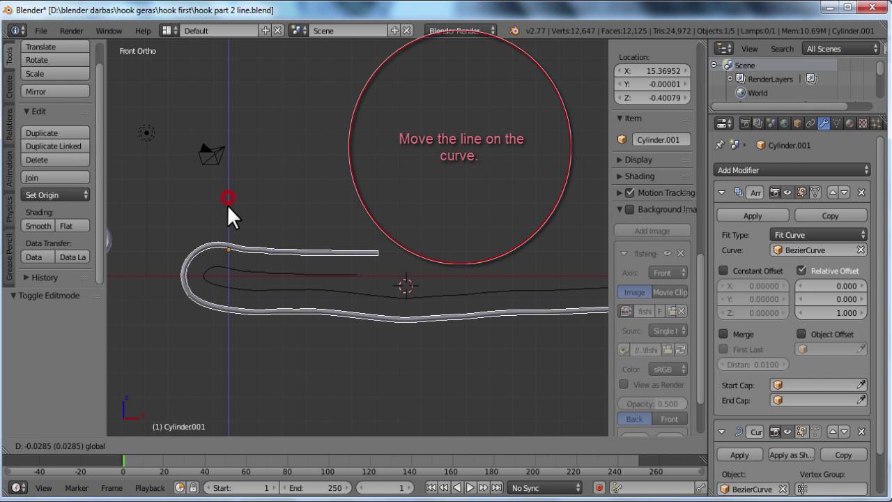 Blender Modeling Fishing Hook Tying Animation Tutorial Part 3