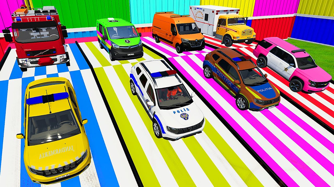 TRANSPORTING ALL POLICE CARS & AMBULANCE EMERGENCY VEHICLES WITH KRONE TRUCKS ! FS22