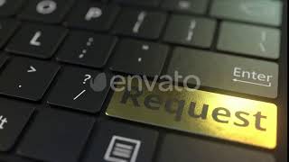 Black Computer Keyboard and Gold Request Key | Motion Graphics - Envato elements screenshot 3