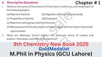 Chemistry Class 9 New book 2025 unit 1 descriptive and investigative Questions PCTB Punjab Board
