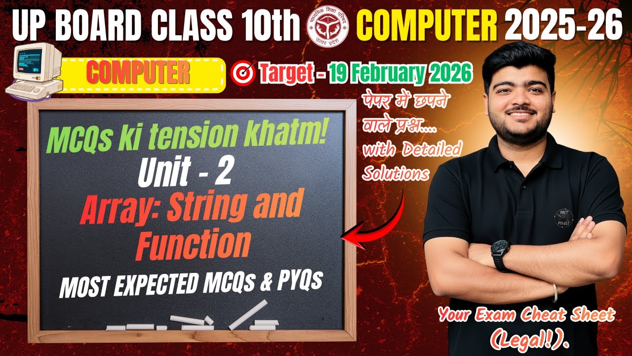 UP Board Class 10 Computer Science – Unit 2: Arrays, Strings, and ...