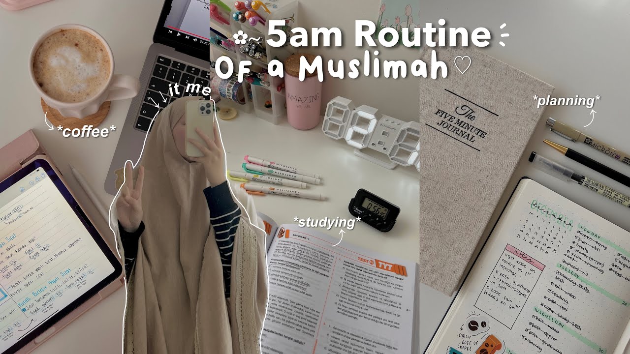 5AM ROUTINE OF A MUSLIMAH🌱 | tahajjud, studies, Islamic books, my peaceful routine☁️