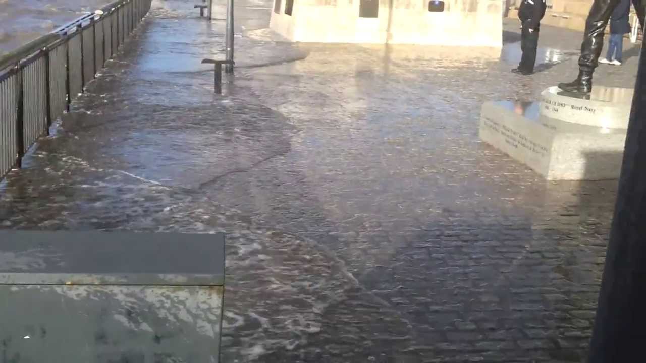 Pier Head at high tide in Liverpool