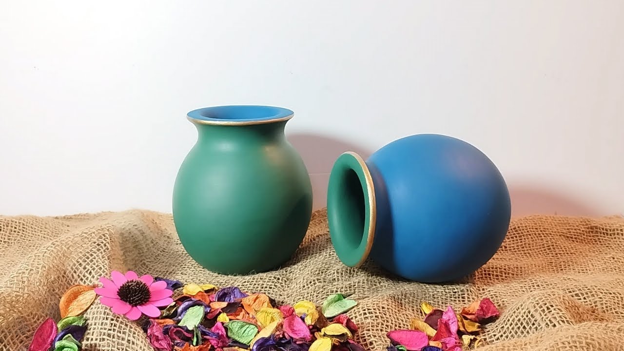 Making a beautiful flower vase using gypsum and balloon gypsum flower