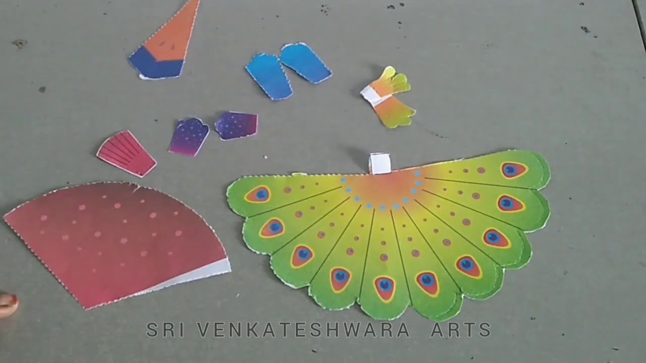 DIY  Peacock using printed paper design || Class - 3rd ||