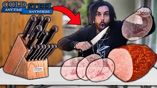 I Bought LITERALLY The SHARPEST KITCHEN KNIFE ON THE PLANET.. *COLD STEEL HAPPENED..* (SPLITS ATOMS) screenshot 2