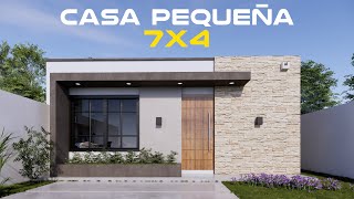 🔥 CASA PEQUEÑA 7x4 con fachada moderna que enamora 🏡