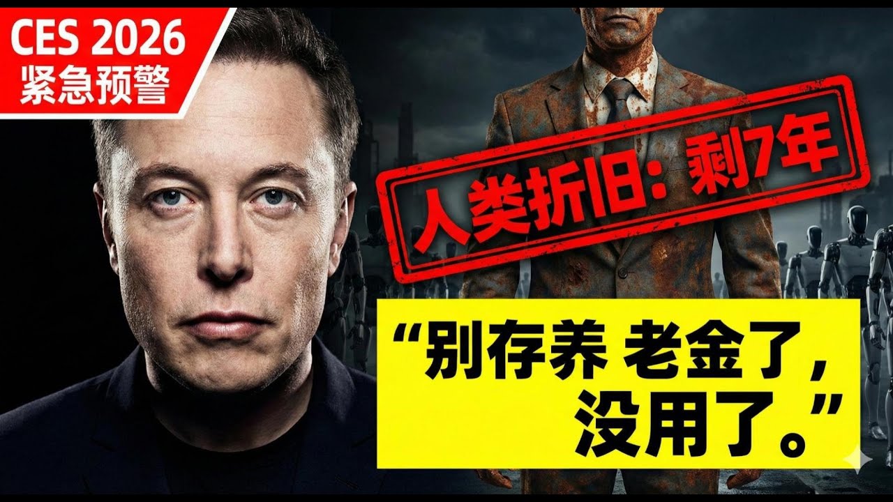 026 CES 终极预警：马斯克刚刚宣判了“人类折旧期”，留给你的时间只剩 7 年！