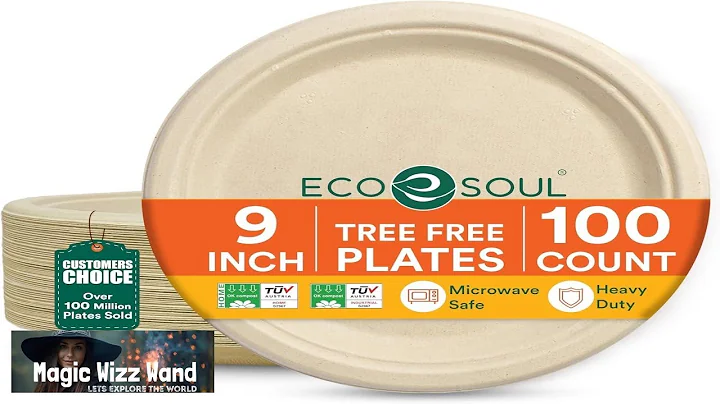 ECO SOUL Compostable 9 Inch(100 Pack) Biodegradable Heavy Duty Disposable Eco Friendly Paper