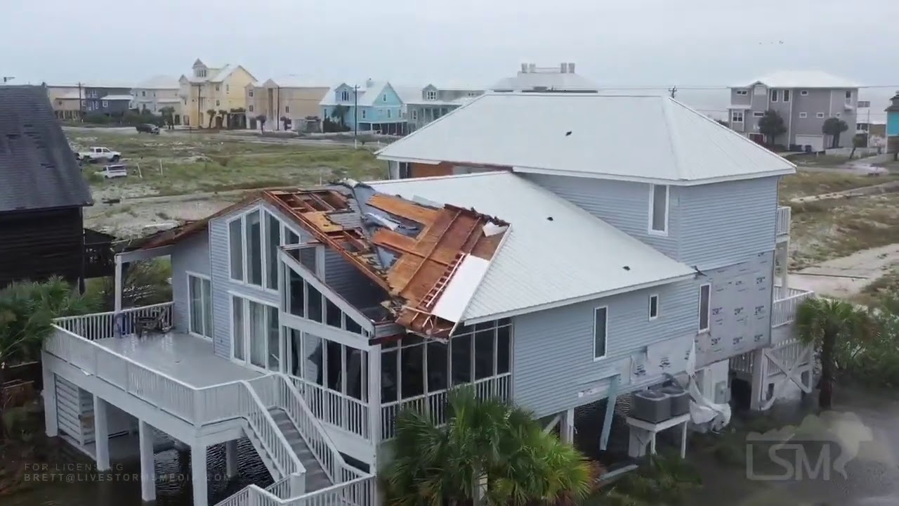 09-16-2020 Gulf Shores, AL - Power Poles Snapped Boats On Land Drone