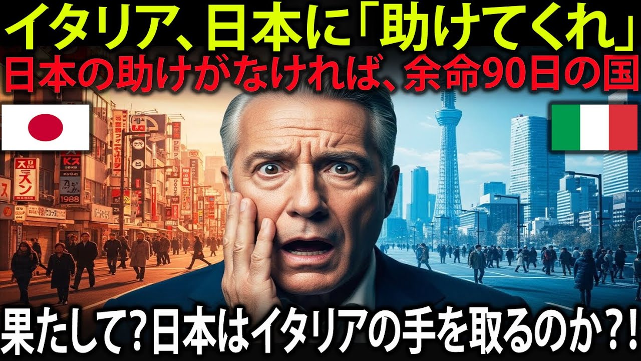 【海外感動エピソード】イタリア、日本に「助けてくれ」。日本の助けがなければ余命90日の国。果たして？日本はイタリアの手を取るのか？！