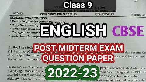 Class 9|English|CBSE|POST MIDTERM EXAM QUESTION PAPER|2022-23@eduall-rounderdrvijayakumar
