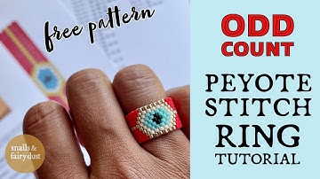 Odd Count Peyote Stitch Ring Tutorial with Miyuki Delica Beads and a Free Pattern to Download