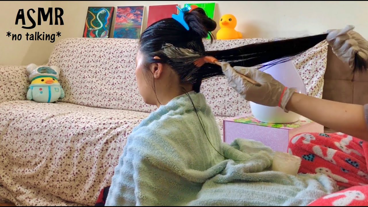 ASMR Shea Butter Hair Mask Treatment w. Added Oils + Soothing Sounds of a HUMIDIFIER! (No Talking)