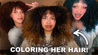 TRANSFORMING my cousins curly hair!!