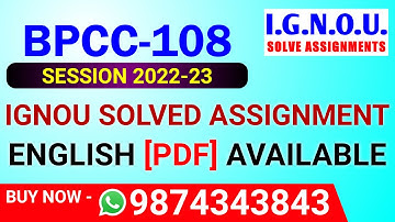 BPCC-108 Solved Assignment 2022-23 in English, BPCC 108 Solved Assignment 2023, BPCC 108 Assignment