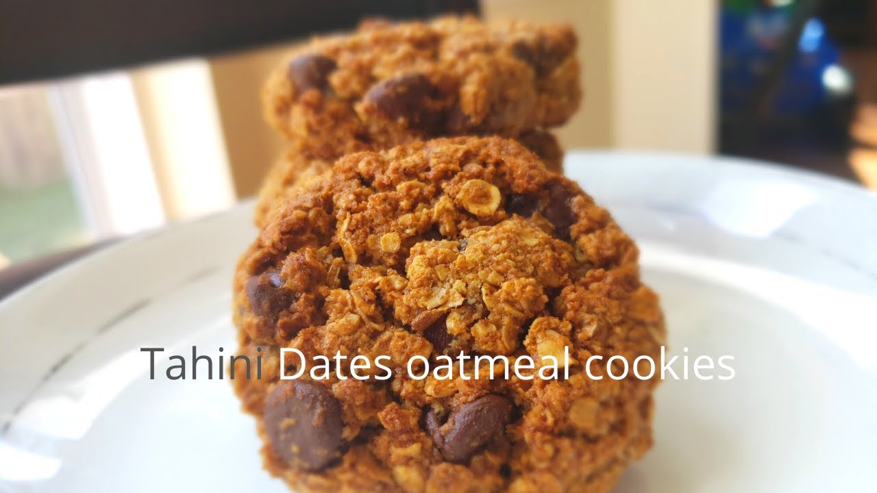 Tahini Dates Oatmeal Cookies | Oatmeal cookies | Almond Cookies | Dates Cookies | Healthy Cookies |