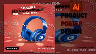 illustrator CC Tutorial || Graphics Design || Headphone Poster Design