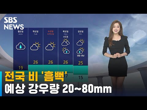 [날씨] 전국 비 '흠뻑'…예상 강우량 20~80mm / SBS