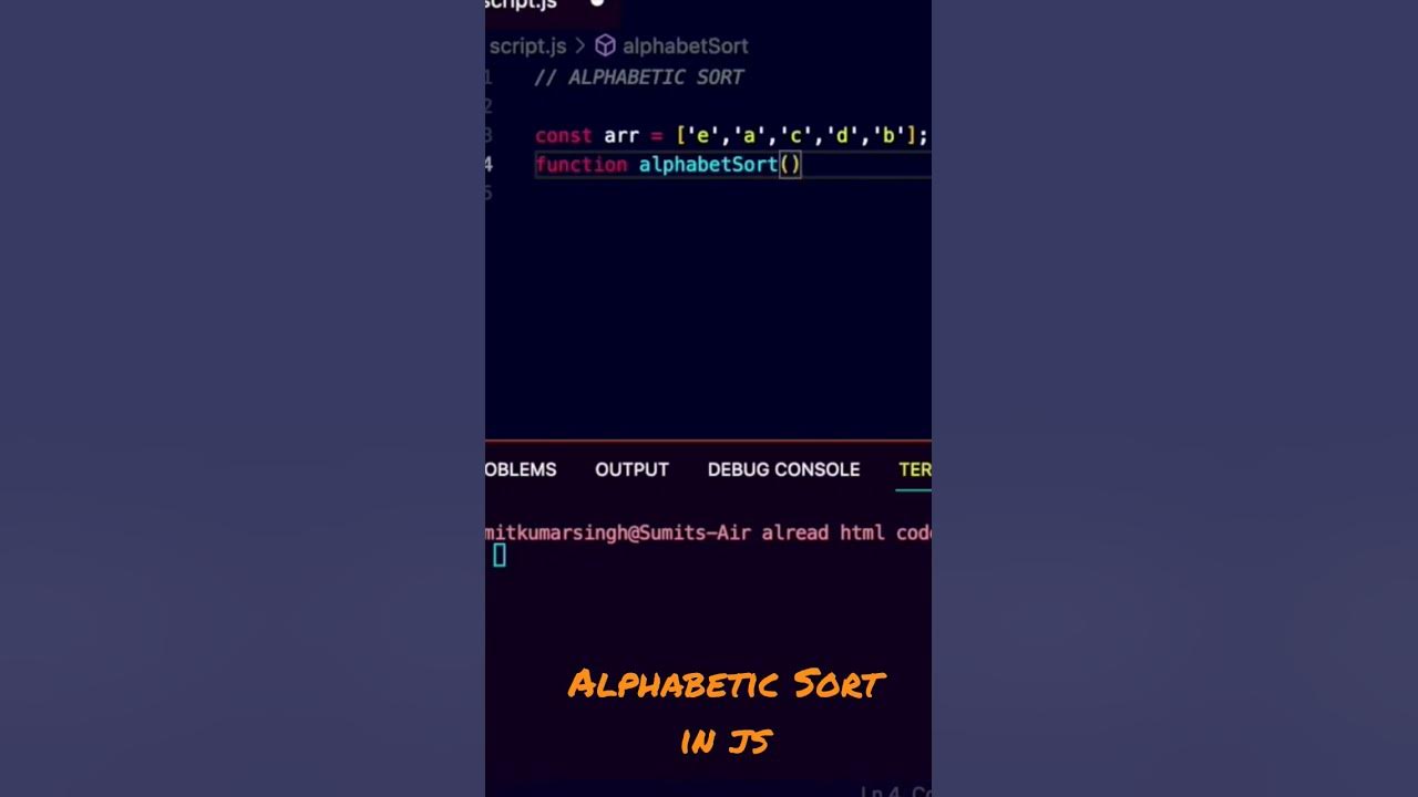 Biggest Javascript Shortcut for Alphabetic Sort 😱😱 #shorts #javascript ...