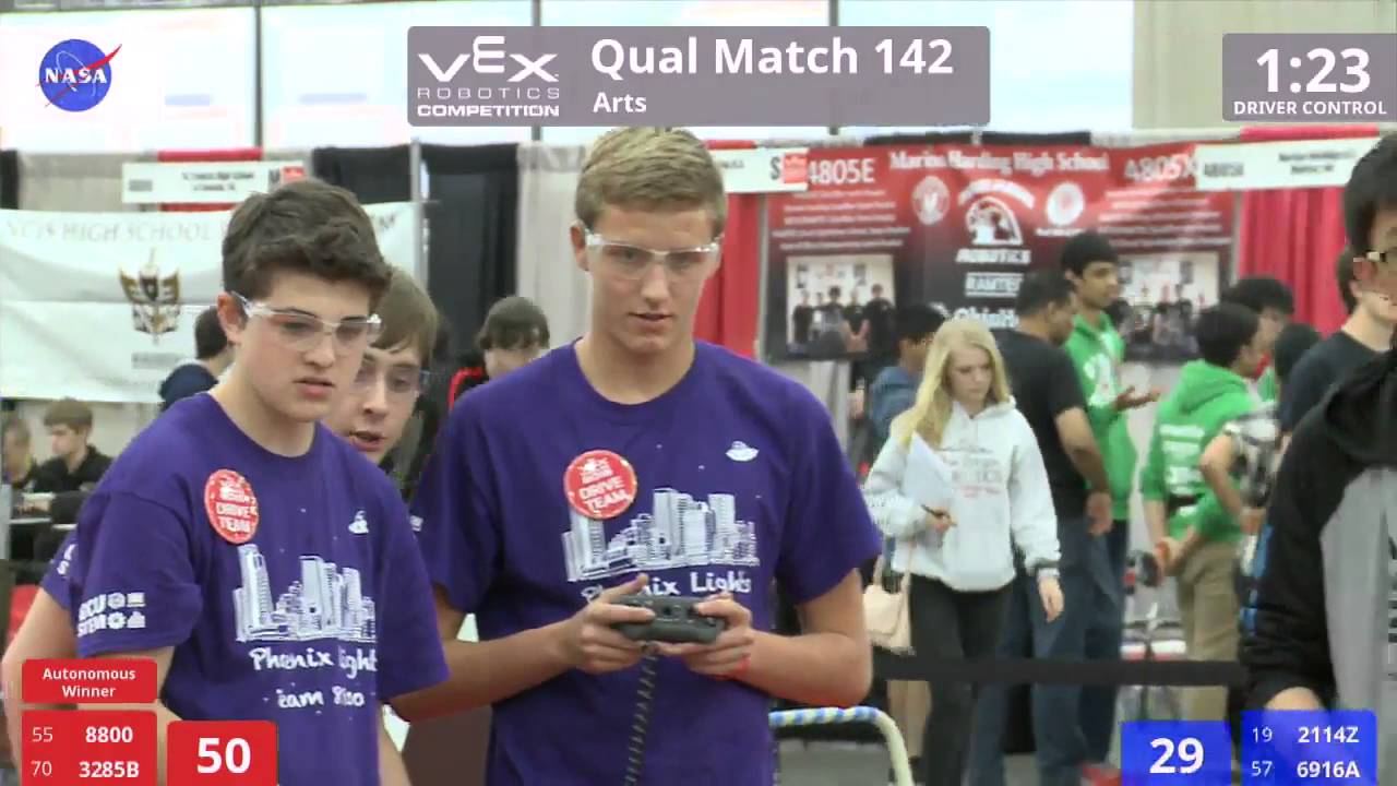 VEX Worlds 2016 - VRC High School - Arts - Qual 142 (8800 3285B) 105 vs 171 (2114Z 6916A)