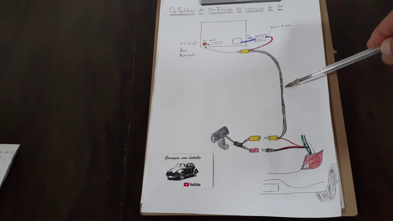 Instalação da câmera de ré com detalhe