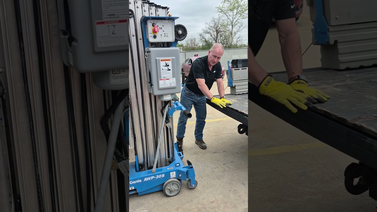 Genie Loading @GenieLiftOfficial AWP Push Around Mast Lift Loading & Unloading ...
