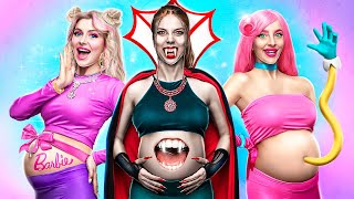 Makeover for Pregnant Mommy Long Legs, Vampire and Barbie!