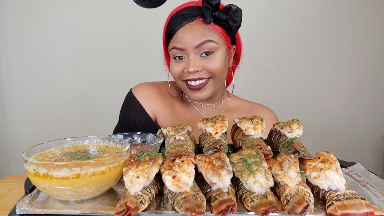 10 LOBSTER TAILS SEAFOOD BOIL MUKBANG 먹방 | EATING SHOW..Don't wipe mouth challenge! - YouTube
