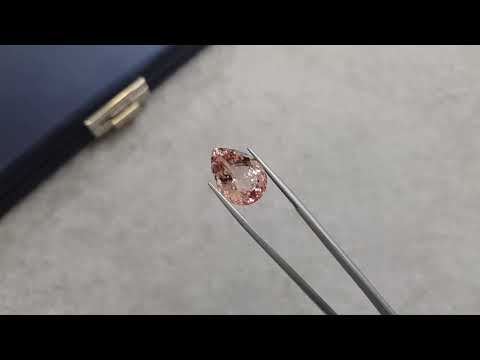 Pear cut peach morganite, Africa 12.34 ct Video  № 2