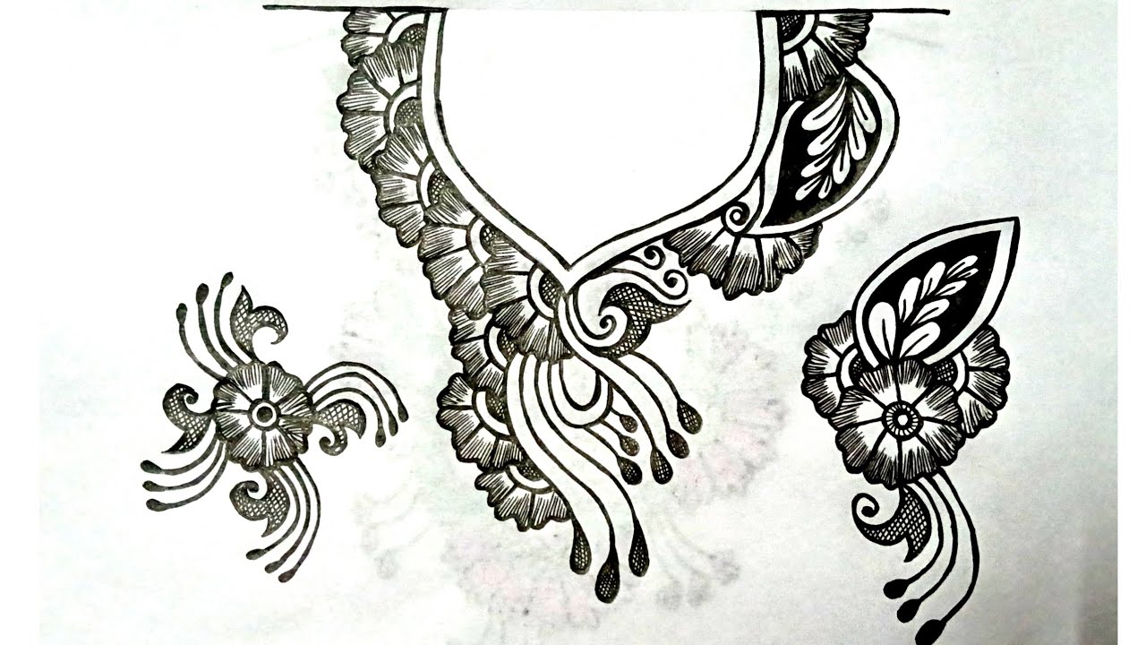 Aari work latkan design / Neck design drawing /Simple aari work blouse designs for beginners